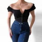 Short-sleeve Off-shoulder Corset Top