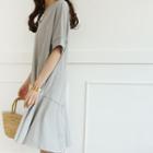 Dolman-sleeve Ruffle-hem T-shirt Dress