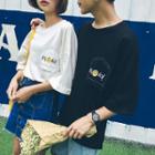 Embroidered Pocketed Elbow Sleeve T-shirt
