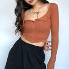 Snap Button Long-sleeve Top