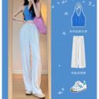 Halter-neck Knit Camisole Top / Wide Leg Pants / Set