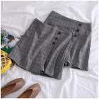 Buttoned Plaid A-line Mini Skort