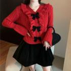 Off-shoulder Ruffled Sweater / A-line Skirt