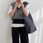 Zebra Print Cropped Knit Vest