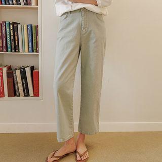 Band-waist Washed Loose-fit Pants