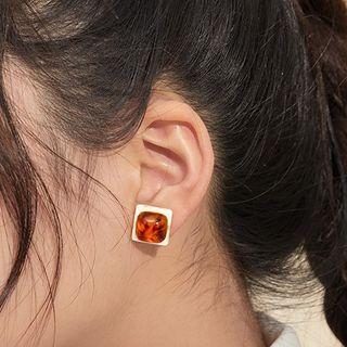 Square Faux Gemstone Sterling Silver Earring