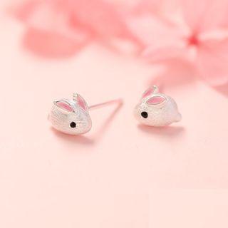 Rabbit Stud Earring Stud Earring - 1 Pair - Rabbit - Silver - One Size