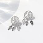 925 Sterling Silver Dream Catcher Stud Earring 1 Pair - As Shown In Figure - One Size