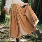 Side-slit Midi A-line Skirt Curcumin - One Size