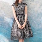 Short-sleeve Sequined Evening Dress