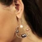 Freshwater Pearl Hoop Alloy Dangle Earring