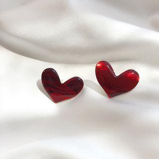Heart Earring 1 Pair - Silver Earring - One Size