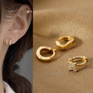 Rhinestone / Sterling Silver Hoop Earring (various Designs)