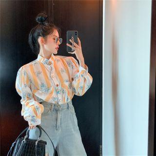 Floral Print Shirt White & Yellow - One Size