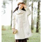 Flower Embroidered Button Coat