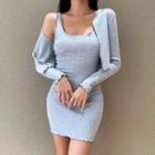 Set: Mini Bodycon Tank Dress + Cropped Cardigan