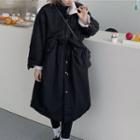 Fleece-lined Buttoned Coat Black - One Size