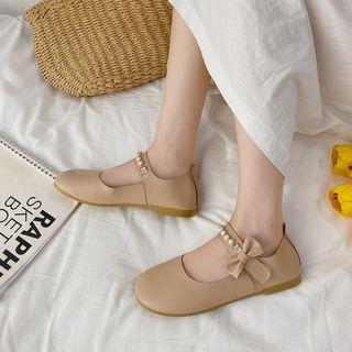 Faux Accent Faux Pearl Mary Jane Flats