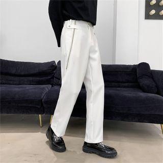 Plain Zip Straight Leg Pants