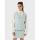 V-neck Embroidered Checked Knit Vest Light Blue - One Size
