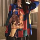 Long-sleeve Horse Printed Shirt As Shown In Figure - One Size