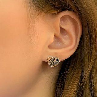Heart Alloy Earring 1 Pair - Eh1038 - Silver - One Size