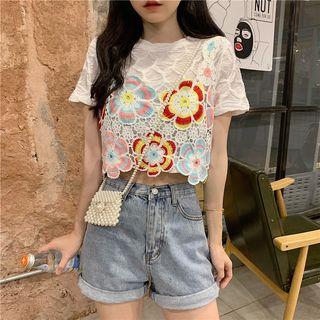 Ruffled T-shirt / Floral Camisole