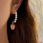 Peach Acrylic Faux Pearl Dangle Earring A3708 - 1 Pair - Pink & Gold - One Size