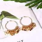 Alloy Disc Fringed Hoop Earring 1195 - Gold - One Size