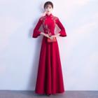 Stand Collar Embroidered Qipao Evening Gown