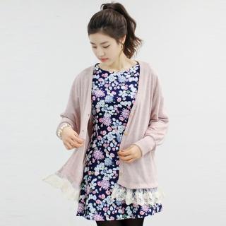 Lace-hem Cardigan