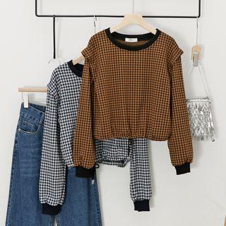Crewneck Plaid Long-sleeve Sweatshirt