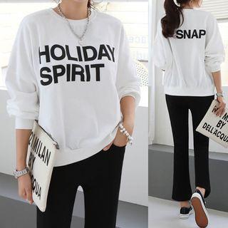 Holiday Spirit Letter Print Sweatshirt