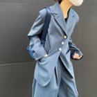 Long-sleeve Diagonal Button Plain Blazer