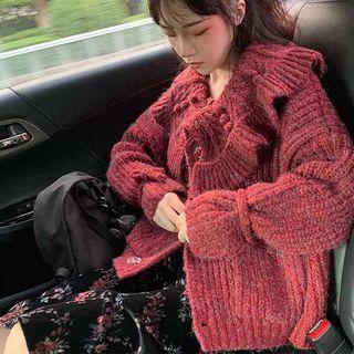 Tie-cuff Ruffled Cardigan Cardigan - One Size