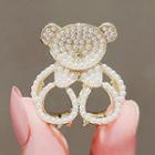 Bear Faux Pearl Hair Clamp Ly1404 - White & Gold - One Size