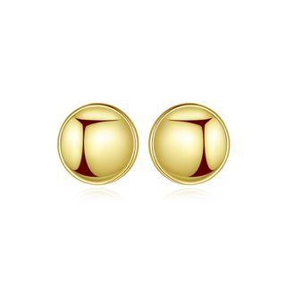Sterling Silver Plated Gold Simple Classic Geometric Round Stud Earrings Golden - One Size