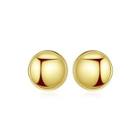 Sterling Silver Plated Gold Simple Classic Geometric Round Stud Earrings Golden - One Size