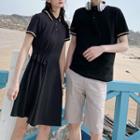 Couple Matching Short-sleeve Polo Shirt / Shorts / Short-sleeve Polo Midi Dress