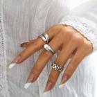 Set Of 3: Faux Pearl Ring + Open Ring