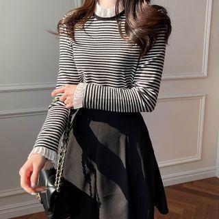 Frill-detail Stripe T-shirt