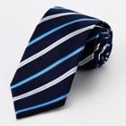 Set: Striped Neck Tie + Pocket Square + Cuff Links + Tie Clip