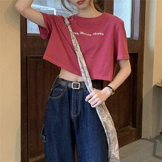 Short Sleeved Lettering T-shirt Cropped Top