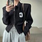 Puff-sleeve Lettering Cardigan
