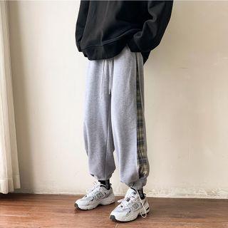 Plaid Panel Harem Sweatpants