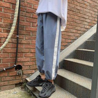 Wide-leg Striped Trim Pants