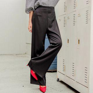 Satin Wide-leg Dress Pants