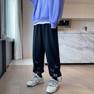 High-waist Butterfly Drawstring Sweatpants