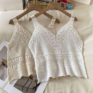 Sleeveless Lace Plain Crop Top