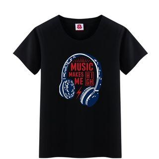Couple Matching Earphone Printed T-shirt